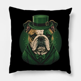 Bulldog St Patrick's Day Pillow