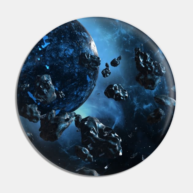 Blue Galaxy Planet Pin by Flamingo Design