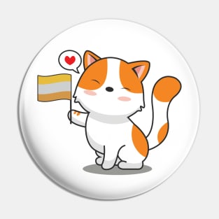 Cute Cat Holding Disability Flag Pin