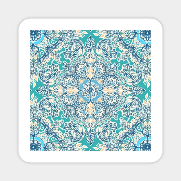 Gypsy Floral in Teal & Blue Magnet by micklyn