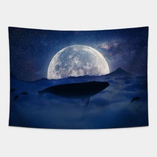 flying whale Tapestry