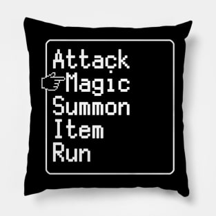 Classic RPG Command Menu for old retro gamers Pillow