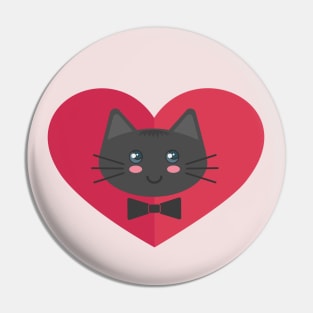 Black kitten in my heart Pin