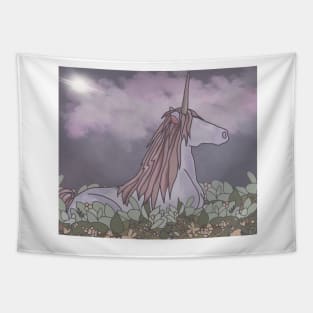 unicorn under moon Tapestry