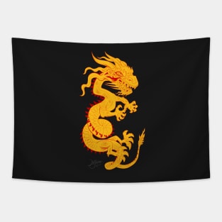 Golden Dragon with Red Style Tapestry