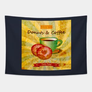 Coffee and Donuts Vintage Tapestry