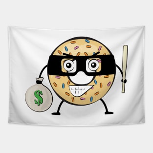 Donut Bandit - Funny Character Illustration Tapestry