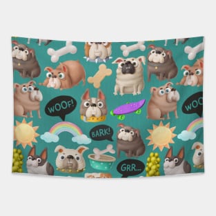 Cute bulldogs pattern Tapestry