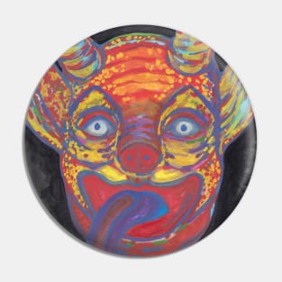 Colorful demon with long tongue Pin