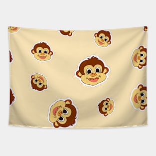 Cute Monkey Cutout Pattern Tapestry