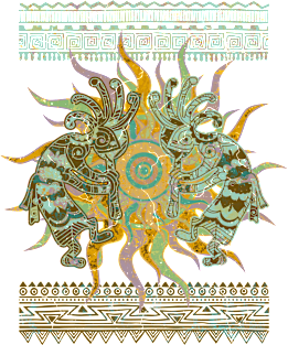 Native American Kokopelli Musicans - Sun Border 3 Magnet