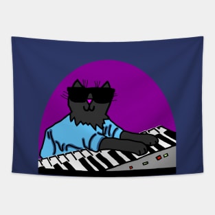 Cool Cat Wearing Sunglasses Makes Music Tapestry