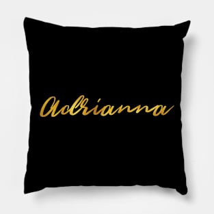 Adrianna Name Hand Lettering in Faux Gold Letters Pillow