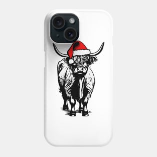 Christmas Highland Cow with Santa Hat Phone Case