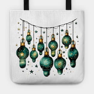 Whimsical Green Christmas Lights Tote