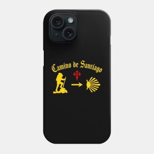 Camino de Santiago de Compostela male pilgrim with Yellow Arrow Scallop Shell Red Cross Phone Case