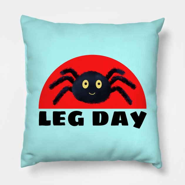 Leg Day | Spider Pun Pillow by Allthingspunny