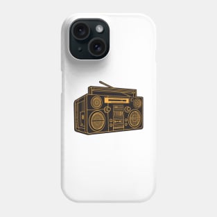 Boombox (Yellow Orange Lines + Black Drop Shadow) Analog / Music Phone Case