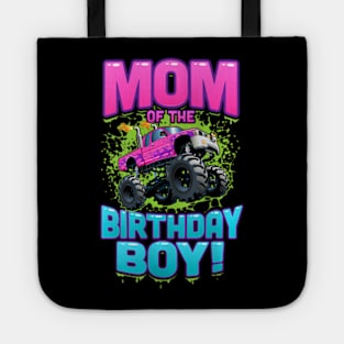 Womens Monster Truck Mom Of The Birthday Boy Tote