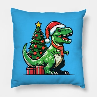 Christmas T-Rex Pillow