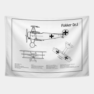 Fokker Dr.I Red Baron aka Manfred von Richthofen Dr.1 airplane - BD Tapestry