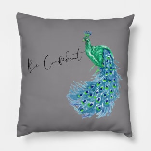 Be Confident Peacock Pillow