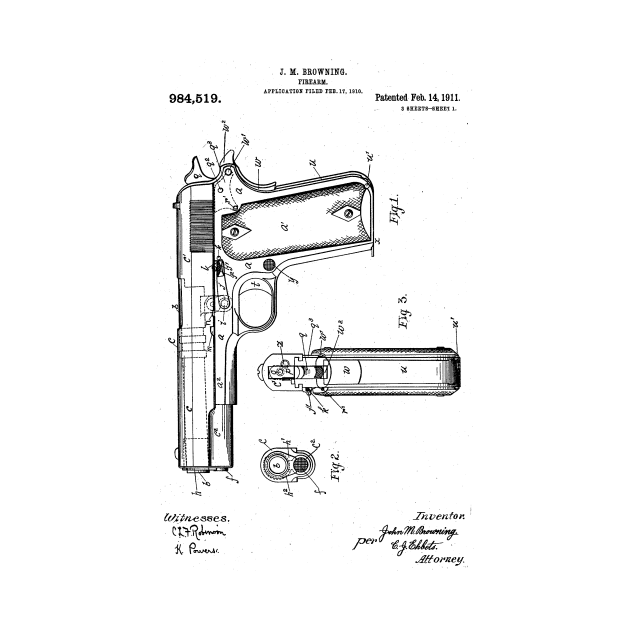 1911 Pistol Patent (black) by Big Term Designs