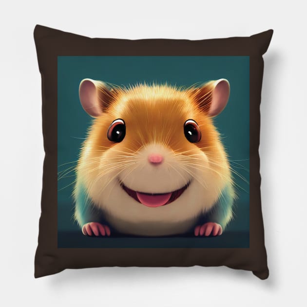 Smiling Hamster Art Pillow by Geminiartstudio