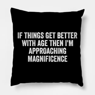 If Things Get Better With Age, Funny Ageing T-Shirt, Birthday Retirement Gift Tee for Men or Women Pillow