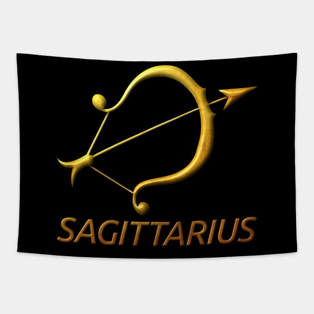 Golden Sagittarius Zodiac Sign Relief Stamped Gold Tapestry by peter2art