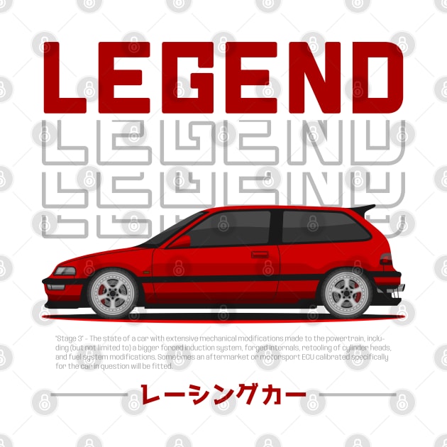 Midnight Racer Red Kanjo EF JDM by GoldenTuners