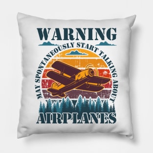 WARNING MAY SPONTANEOUSLY START TALKING ABOUT AIRPLANES VINTAGE SUNSET Pillow