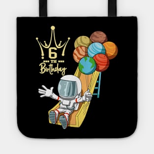 6th Birthday Astronaut Space Slide Planets Balloons Tote