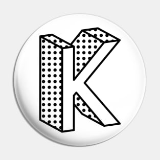 3D Ben Day Dot Isometric Letter K Pin