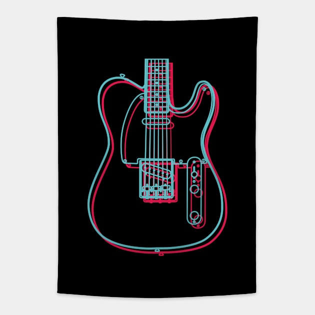 3D T-Style Electric Guitar Body Outline Tapestry by nightsworthy