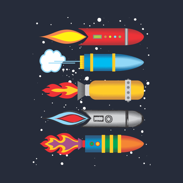 Retro space rockets sci fi science fiction universe by BigMRanch