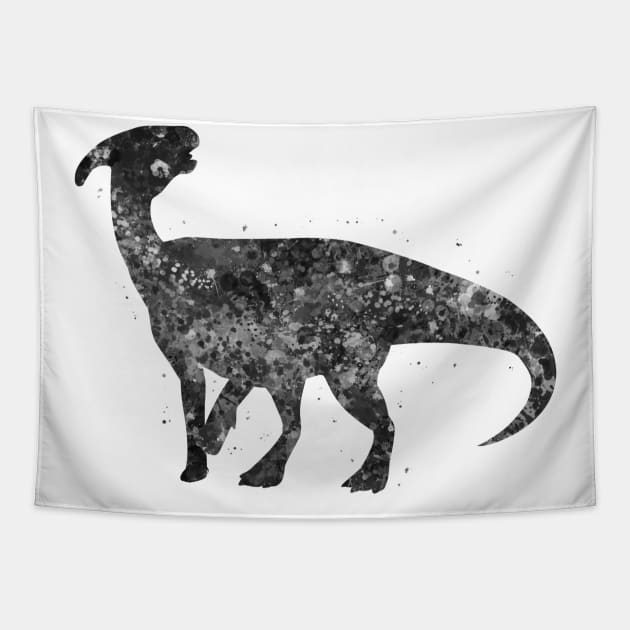 Parasaurolophus dinosaur black and white Tapestry by Yahya Art