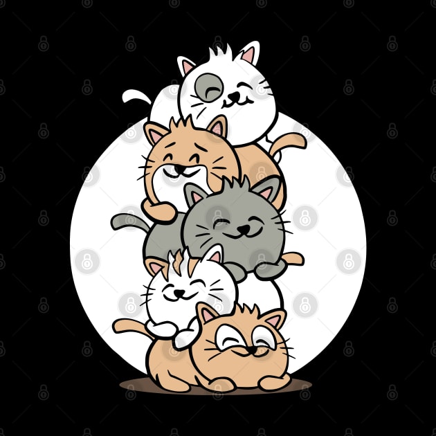 A bunch of cats piled on top of each other by AbirAbd