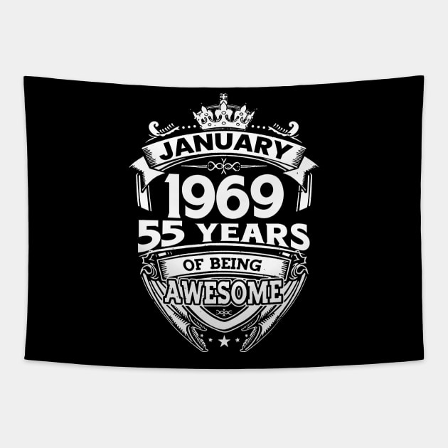 January 1969 55 Years Of Being Awesome 55th Birthday Tapestry by Foshaylavona.Artwork