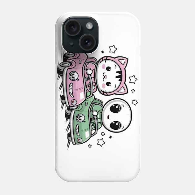 Cute kitty cat and alien in crazy cars Phone Case by Tee.gram