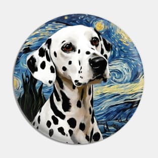 Dalmatian Dog Breed Painting in a Van Gogh Starry Night Art Style Pin