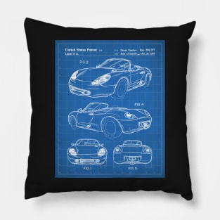 Supercar Sports Car Patent - Car Lover Classic Car Art - Blueprint Pillow