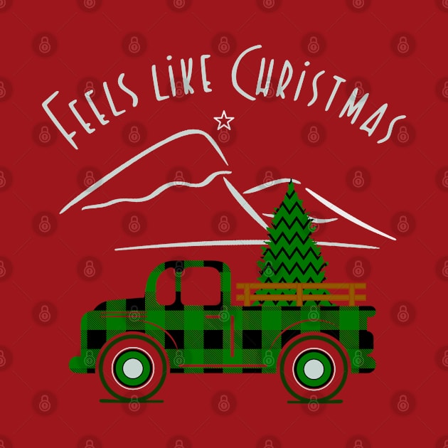 Feels Like Christmas, Green Plaid Pickup Truck by Blended Designs