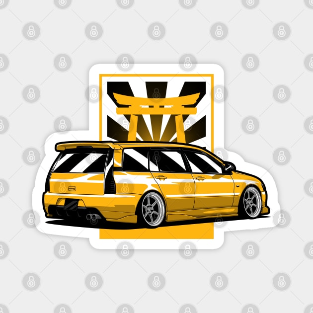 Yellow Lancer Evo Wagon Magnet by KaroCars