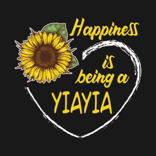 Happiness Is Being A Yiayia Sunflower Heart T-Shirt