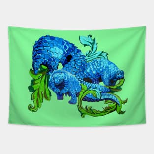 Floral Pangolin Tapestry