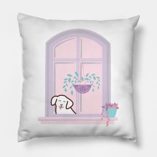 Smiling Labrador at the Window Pillow