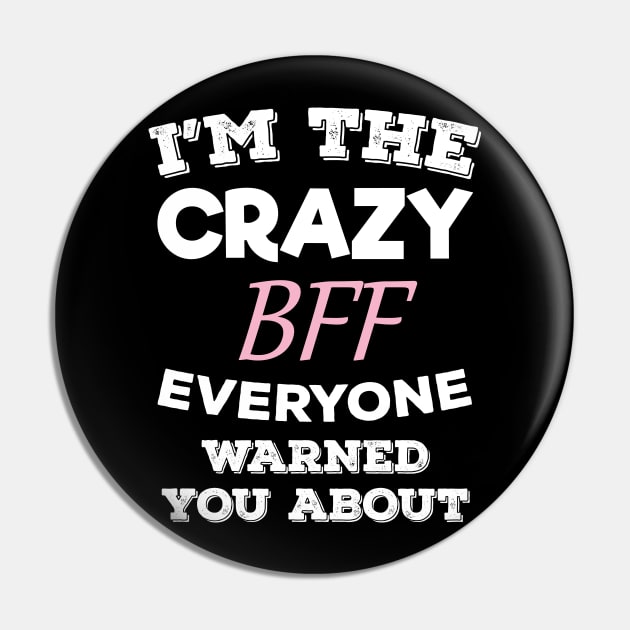 Im The Crazy BFF Everyone Warned You About Best Friend Gift Pin by Tracy