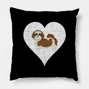 Shih Tzu Heart Jigsaw Pieces Design - Gift for Shih Tzu Lovers Pillow