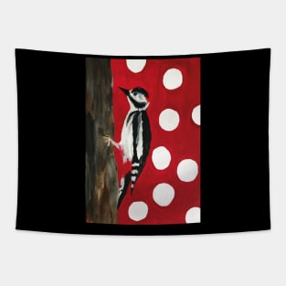 Woodpecker Red with White Dots Painting Tapestry